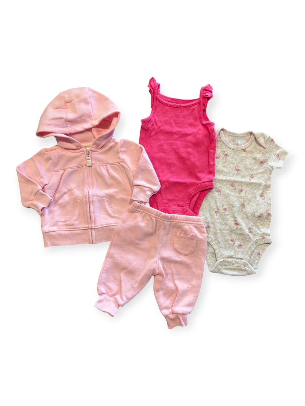 Carter's Baby Girl 3M Clothing Set - Pink Hoodie, Pants, and Bodysuits
